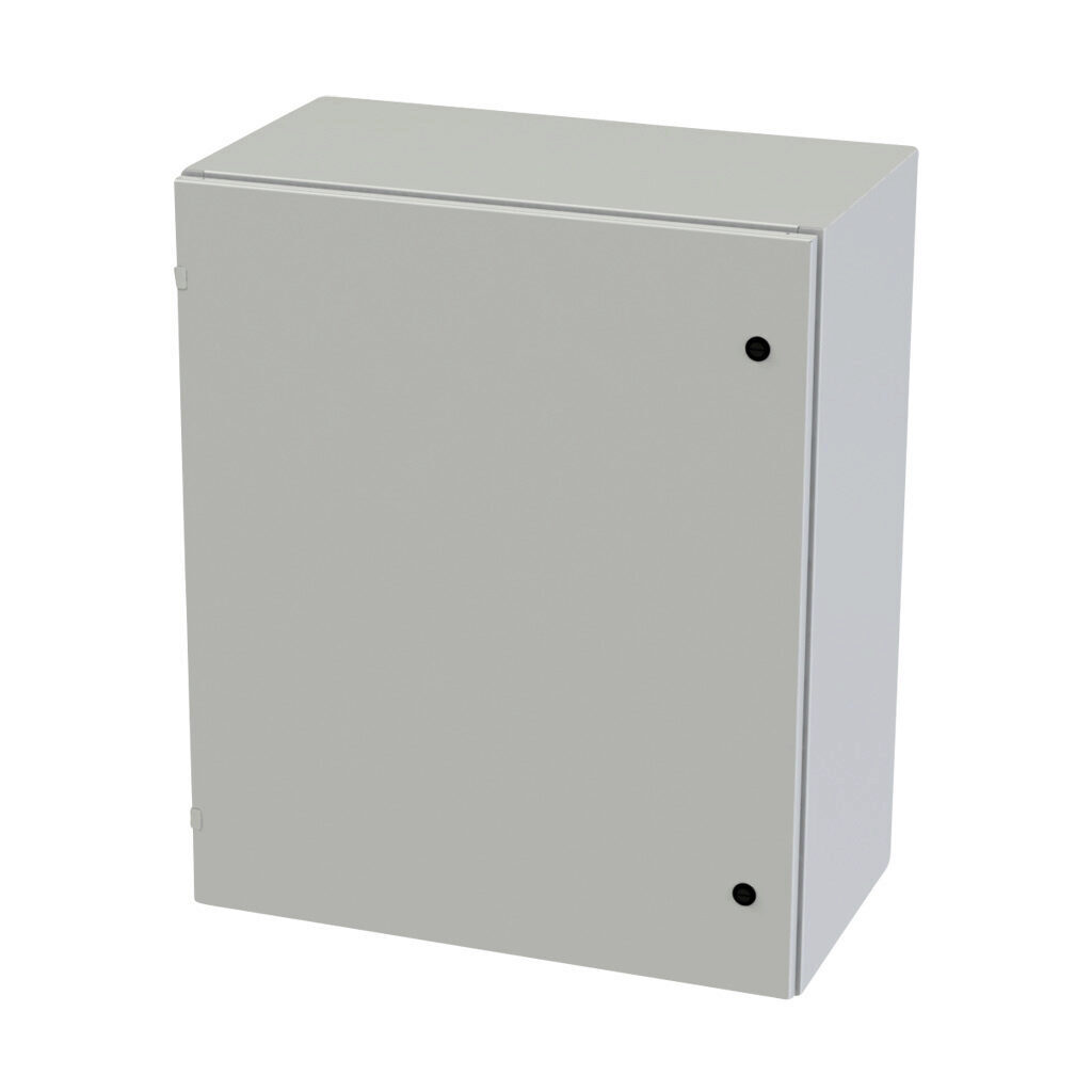 SCE-36EL3016LPLG - Saginaw Enviroline series enclosure, NEMA 3R/4/12/13, 36 x 30 x 16in (HxWxD), wall mount, carbon steel, RAL 7035 light gray, powder coat finish, single-door, 1/4-turn semi-flush latch.