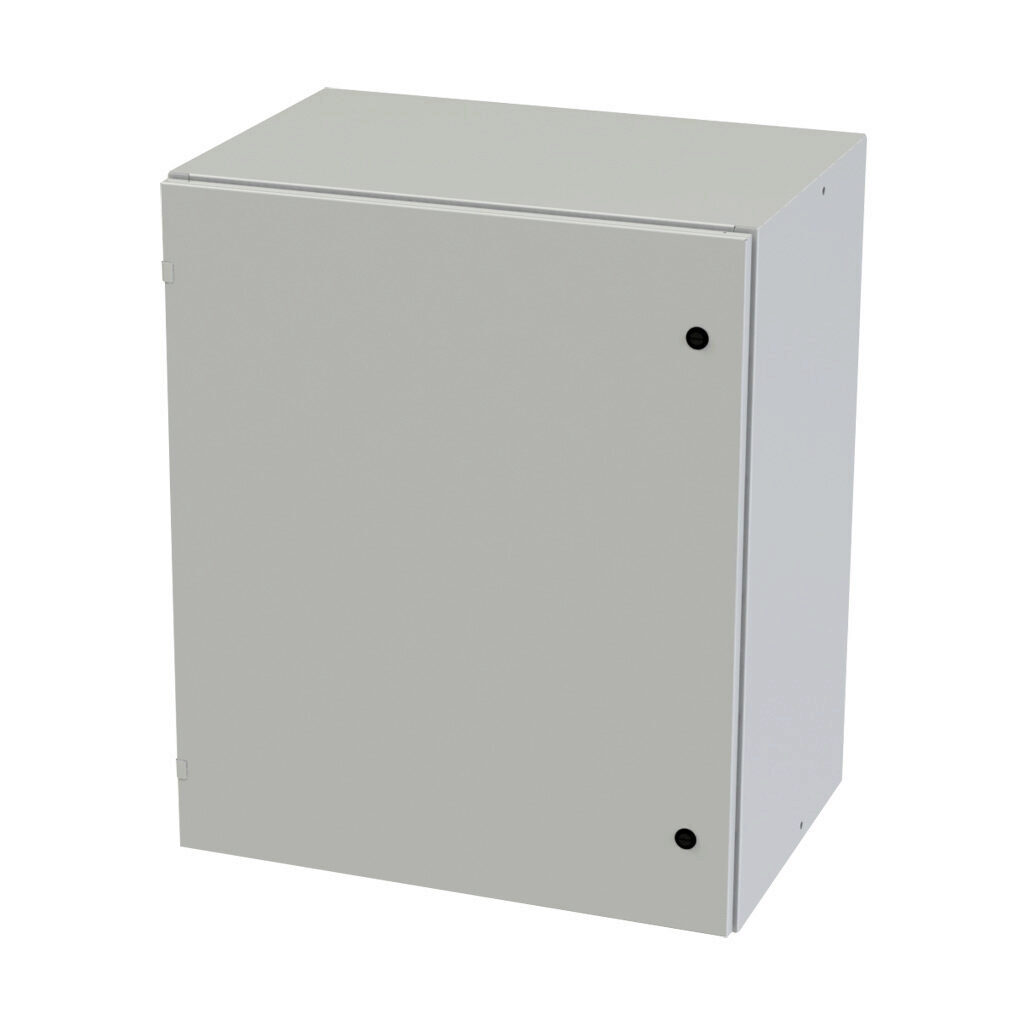 SCE-36EL3020LPLG - Saginaw Enviroline series enclosure, NEMA 3R/4/12/13, 36 x 30 x 20in (HxWxD), wall mount, carbon steel, RAL 7035 light gray, powder coat finish, single-door, 1/4-turn semi-flush latch.
