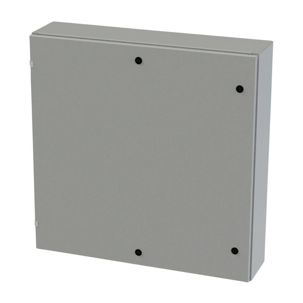 SCE-36EL3608LP - Saginaw Enviroline series enclosure, NEMA 3R/4/12/13, 36 x 36 x 8in (HxWxD), wall mount, carbon steel, ANSI 61 gray, powder coat finish, single-door, 1/4-turn semi-flush latch.