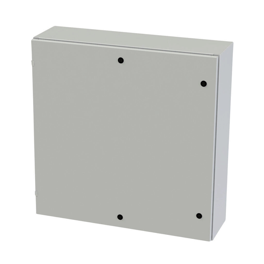 SCE-36EL3610LPLG - Saginaw Enviroline series enclosure, NEMA 3R/4/12/13, 36 x 36 x 10in (HxWxD), wall mount, carbon steel, RAL 7035 light gray, powder coat finish, single-door, 1/4-turn semi-flush latch.