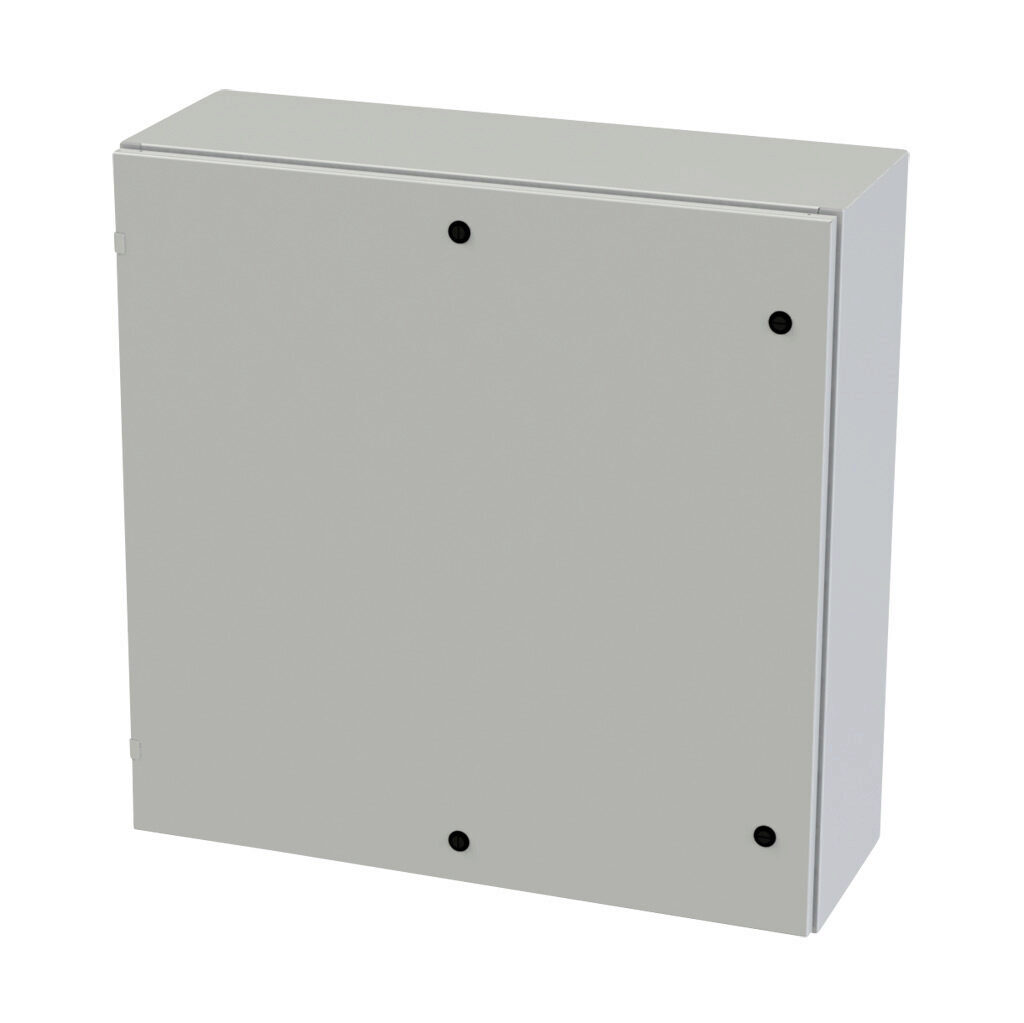 SCE-36EL3612LPLG - Saginaw Enviroline series enclosure, NEMA 3R/4/12/13, 36 x 36 x 12in (HxWxD), wall mount, carbon steel, RAL 7035 light gray, powder coat finish, single-door, 1/4-turn semi-flush latch.