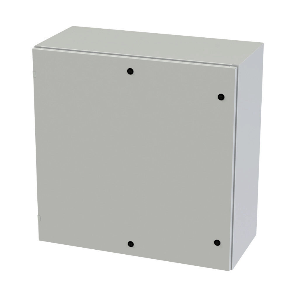 SCE-36EL3616LPLG - Saginaw Enviroline series enclosure, NEMA 3R/4/12/13, 36 x 36 x 16in (HxWxD), wall mount, carbon steel, RAL 7035 light gray, powder coat finish, single-door, 1/4-turn semi-flush latch.