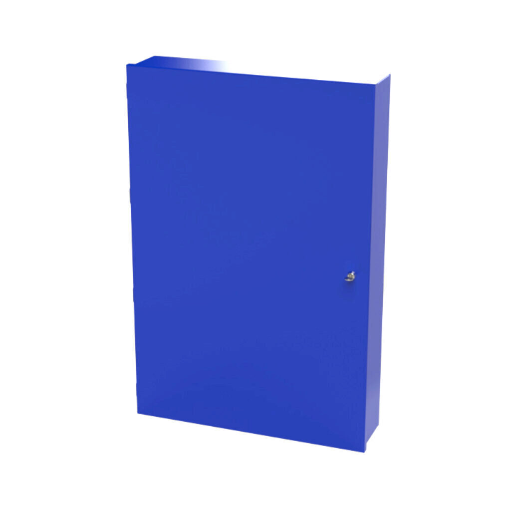 SCE-36N2406NK-B - Saginaw enclosure, NEMA 1, 36 x 24 x 6in (HxWxD), wall mount, with knockouts, carbon steel, precaution blue, powder coat finish, single-door, 1/4-turn semi-flush latch.