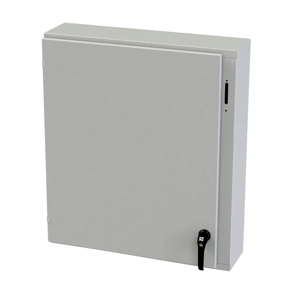 SCE-36XEL3108LPLG - Saginaw Enviroline series disconnect enclosure, NEMA 3R/4/12/13, right flange, 36 x 31 x 8in (HxWxD), wall mount, carbon steel, RAL 7035 light gray, powder coat finish, single-door, 2-point padlocking handle, purchase subpanel ...