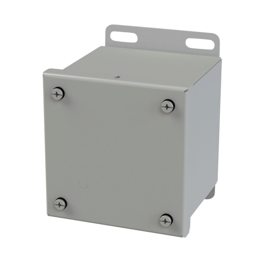 SCE-4044SC - Saginaw enclosure, NEMA 3R/4/12/13, 4 x 4 x 4in (HxWxD), wall mount, carbon steel, ANSI 61 gray, powder coat finish, screw cover.