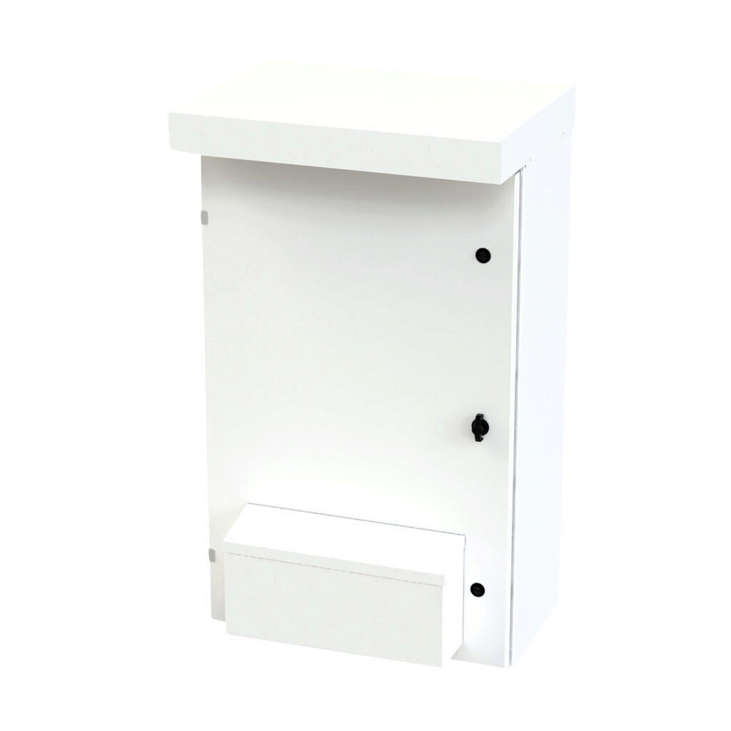SCE-41VR2412 - Saginaw enclosure, vented, NEMA 3R, 41 x 24 x 12in (HxWxD), wall mount, carbon steel, white, powder coat finish, single-door, 1/4-turn padlocking wing handle.