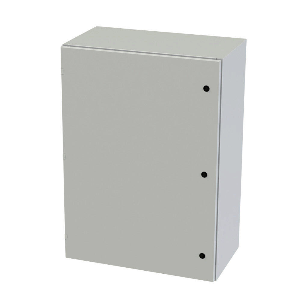 SCE-42EL3016LPLG - Saginaw Enviroline series enclosure, NEMA 3R/4/12/13, 42 x 30 x 16in (HxWxD), wall mount, carbon steel, RAL 7035 light gray, powder coat finish, single-door, 1/4-turn semi-flush latch.