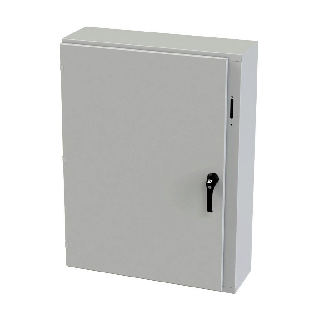 SCE-42XEL3110LPLG - Saginaw Enviroline series disconnect enclosure, NEMA 3R/4/12/13, right flange, 42 x 31 x 10in (HxWxD), wall mount, carbon steel, RAL 7035 light gray, powder coat finish, single-door, 3-point padlocking handle, purchase subpanel...