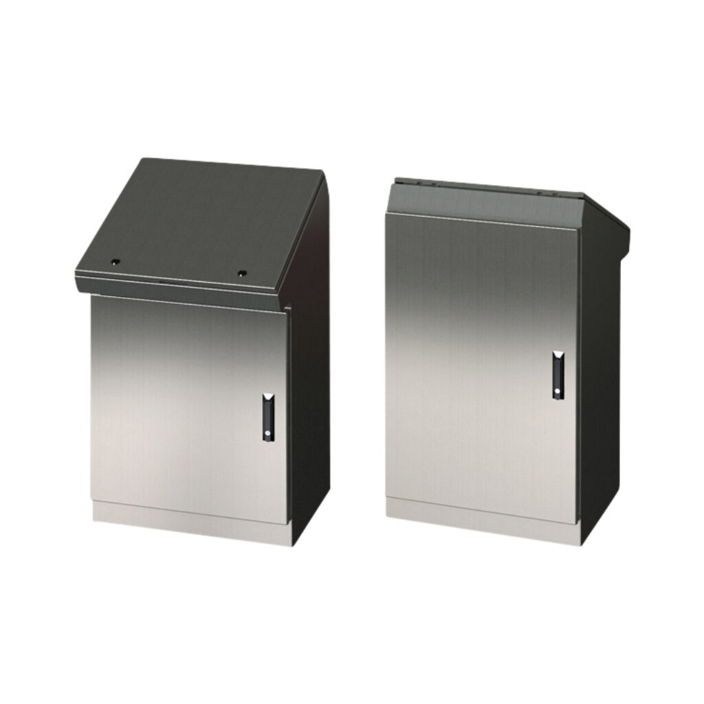 SCE-462519DCSS6 - Saginaw desk console, NEMA 3R/4/4X/12/13, 46 x 25 x 19in (HxWxD), freestanding, 316L stainless steel, #4 brush finish, single-door, 3-point keylocking flush swing handle.