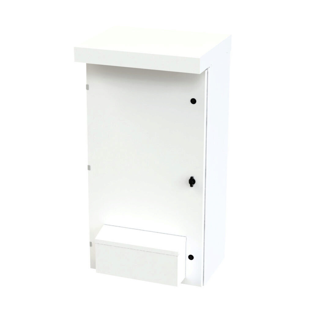 SCE-47VR2414 - Saginaw enclosure, vented, NEMA 3R, 47 x 24 x 14in (HxWxD), wall mount, carbon steel, white, powder coat finish, single-door, 1/4-turn padlocking wing handle.
