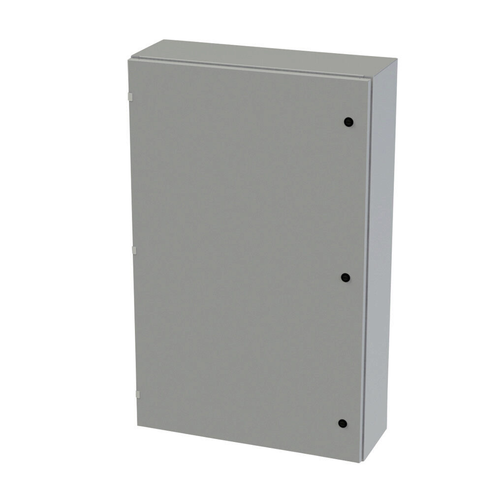 SCE-48EL3010LP - Saginaw Enviroline series enclosure, NEMA 3R/4/12/13, 48 x 30 x 10in (HxWxD), wall mount, carbon steel, ANSI 61 gray, powder coat finish, single-door, 1/4-turn semi-flush latch.