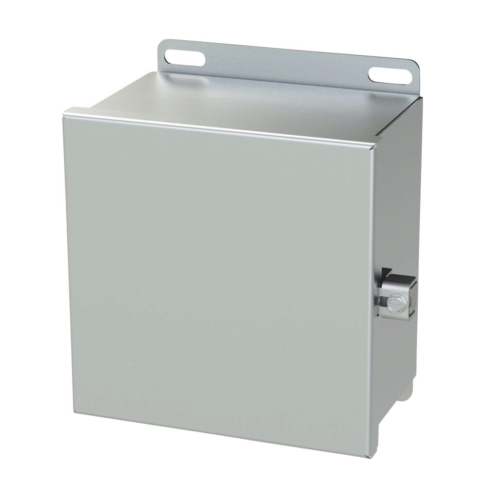 SCE-606CHNFSS - Saginaw enclosure, NEMA 3R/4/4X/12/13, 6 x 6 x 4in (HxWxD), wall mount, 304 stainless steel, #4 brush finish, single-door, stainless steel clamps.