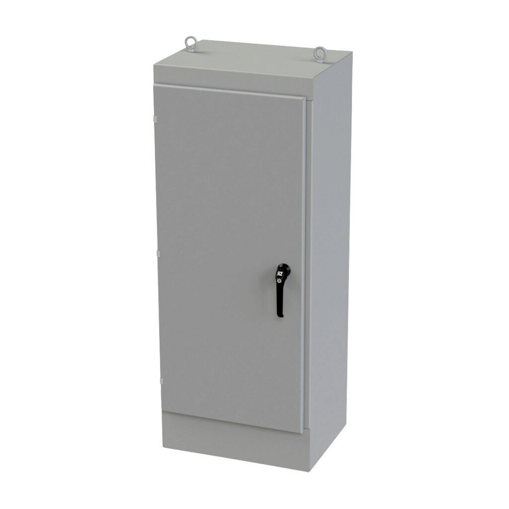 SCE-60EL2418FS - Saginaw Enviroline series enclosure, NEMA 3R/4/12/13, 60 x 24 x 18in (HxWxD), freestanding, carbon steel, ANSI 61 gray, powder coat finish, single-door, 3-point keylocking/padlocking combo handle.