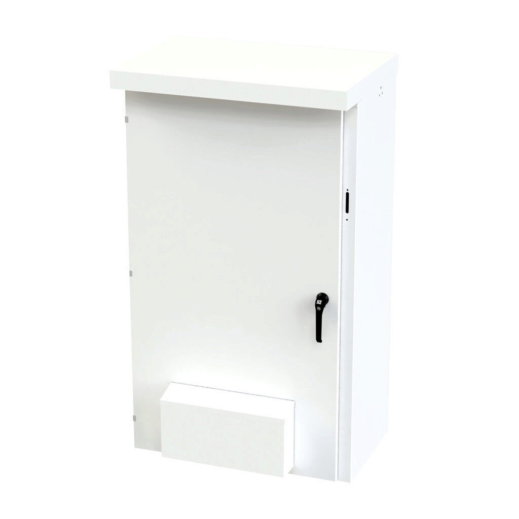 SCE-65XVR3720 - Saginaw disconnect enclosure, vented, NEMA 3R, right flange, 65 x 37 x 20in (HxWxD), wall mount, carbon steel, white, powder coat finish, single-door, 3-point padlocking handle, purchase subpanel separately.