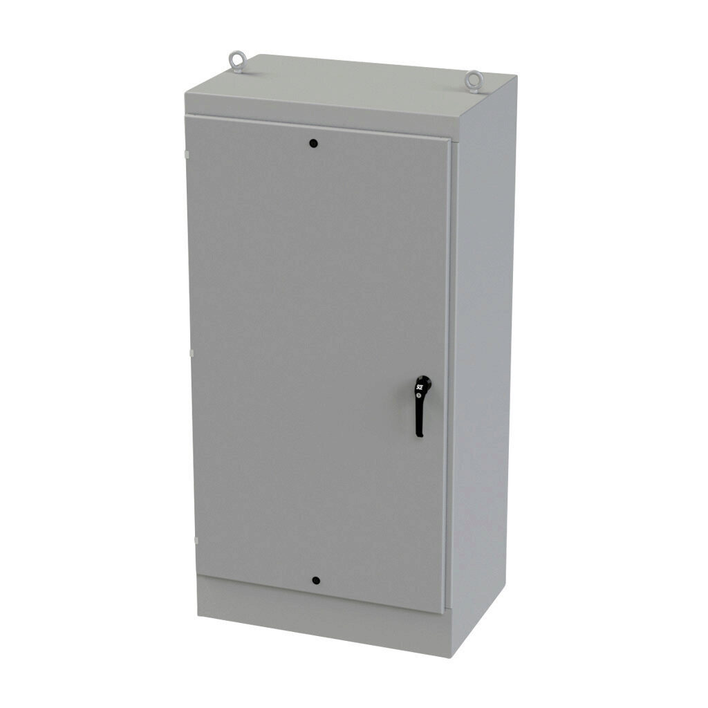 SCE-72EL3624FS - Saginaw Enviroline series enclosure, NEMA 3R/4/12/13, 72 x 36 x 24in (HxWxD), freestanding, carbon steel, ANSI 61 gray, powder coat finish, single-door, 3-point keylocking/padlocking combo handle.