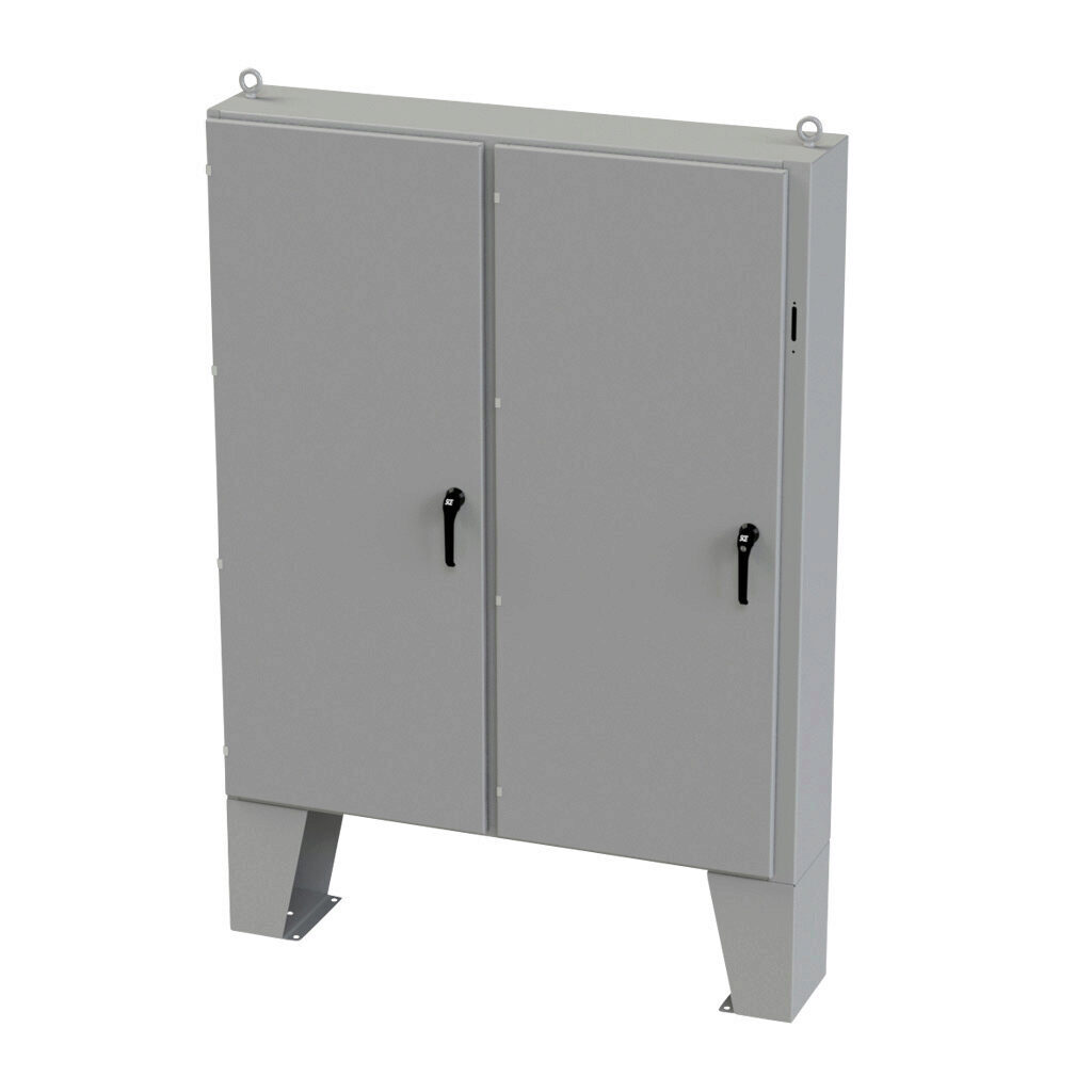 SCE-72XEL6112LP - Saginaw Enviroline series disconnect enclosure, NEMA 3R/4/12/13, right flange, 72 x 61 x 12in (HxWxD), floor mount, carbon steel, ANSI 61 gray, powder coat finish, 2-door, 3-point padlocking handle, purchase subpanel separately.