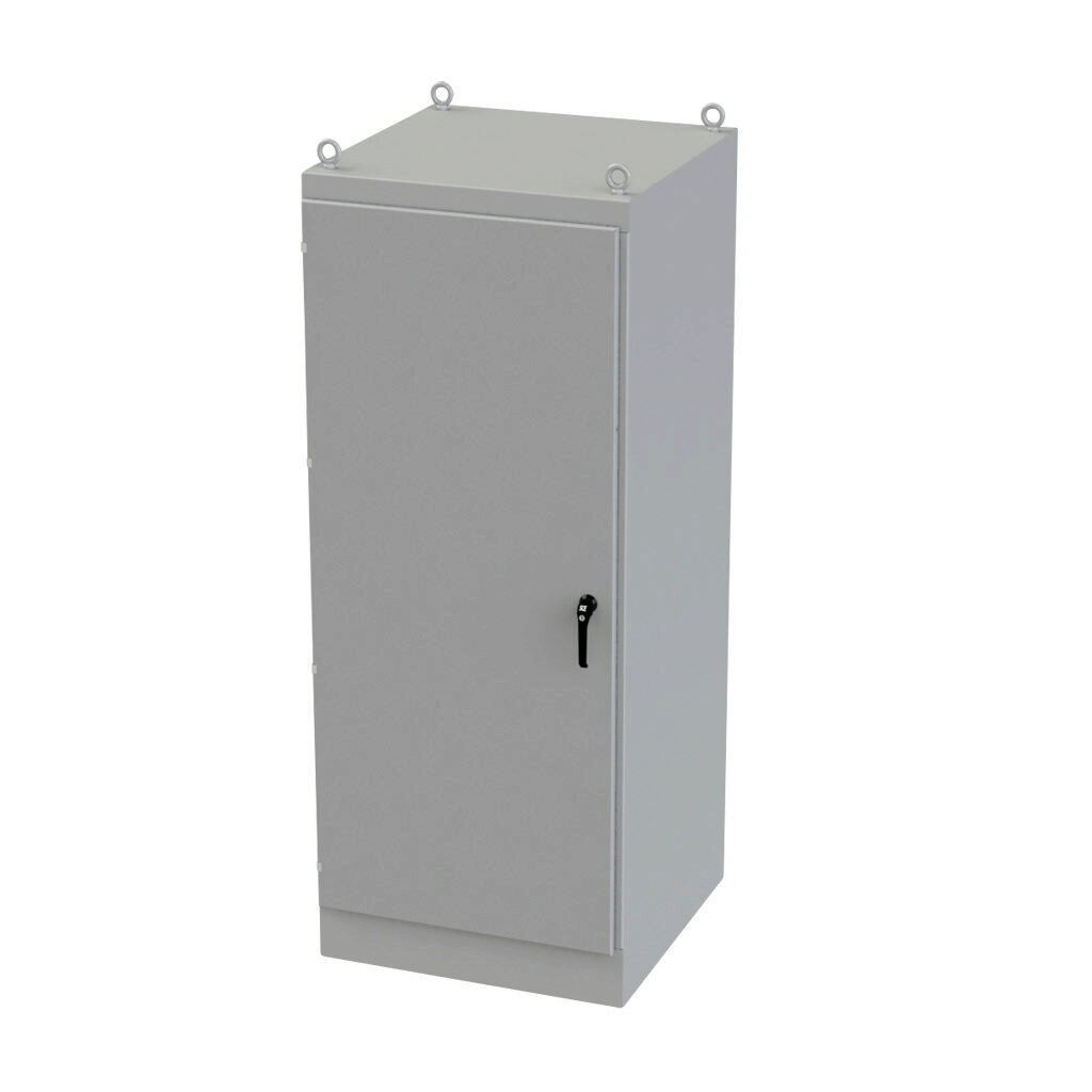 SCE-903636FS - Saginaw enclosure, NEMA 3R/12/13, 90 x 36 x 36in (HxWxD), freestanding, carbon steel, ANSI 61 gray, powder coat finish, single-door, 3-point keylocking/padlocking combo handle.