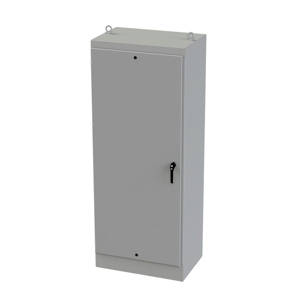SCE-90EL3624FS - Saginaw Enviroline series enclosure, NEMA 3R/4/12/13, 90 x 36 x 24in (HxWxD), freestanding, carbon steel, ANSI 61 gray, powder coat finish, single-door, 3-point keylocking/padlocking combo handle.