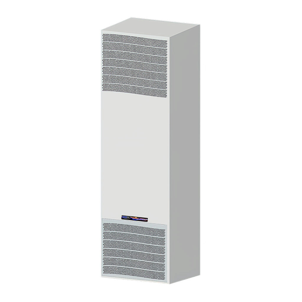 SCE-AC13650B460V3 - Saginaw Enviro-Therm air conditioner, 13650 BTU/H, R-134a or R-513a, 460 VAC operating voltage, carbon steel housing, RAL 7035 light gray, side mount. For use with NEMA/UL Type 3R, 4 & 12 enclosures.