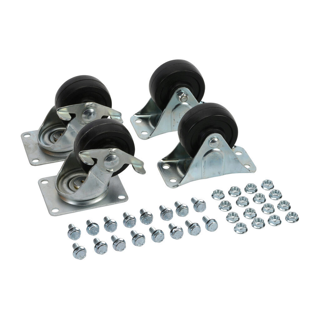 SCE-CAKR - Saginaw caster set, 1000lb capacity. (2) 3in swivel casters, (2) 3in fixed casters and mounting hardware included.