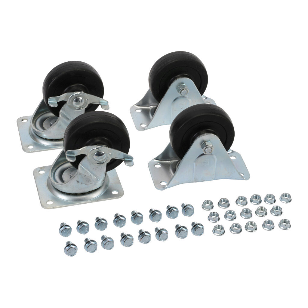SCE-CAKR4 - Saginaw caster set, 1000lb capacity. (2) 4in swivel casters, (2) 4in fixed casters and mounting hardware included.
