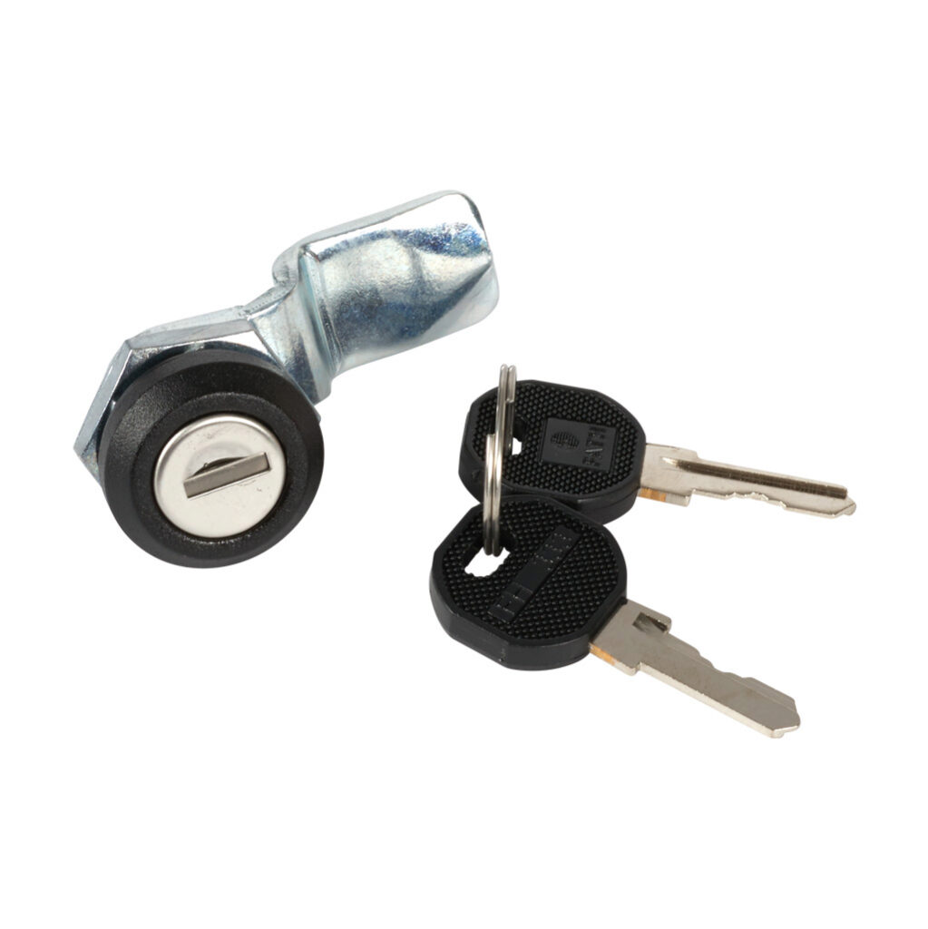 SCE-DLKLDB-25 - Saginaw enclosure latch, replacement, keylocking, 1/4-turn, 1-point, die-cast zinc, black matte finish. Package of 25. For use with Enviroline series enclosures. (1) SCE-102804 cam and (2) SCE-K333 keys included.