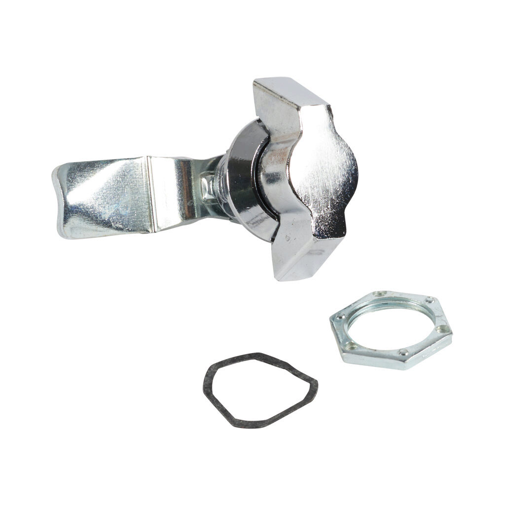 SCE-DLWKC - Saginaw enclosure latch, replacement, 1/4-turn wing knob, 1-point, die-cast zinc, chrome finish. For use with Enviroline series enclosures. (1) SCE-102804 cam included.
