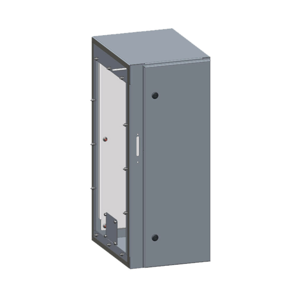 SCE-EXD12 - Saginaw add-on disconnect enclosure, NEMA 3R/12/13, left flange, 35 x 15 x 12in (HxWxD), external mount, carbon steel, ANSI 61 gray, powder coat finish, single-door, 1/4-turn semi-flush, galvanized subpanel included.