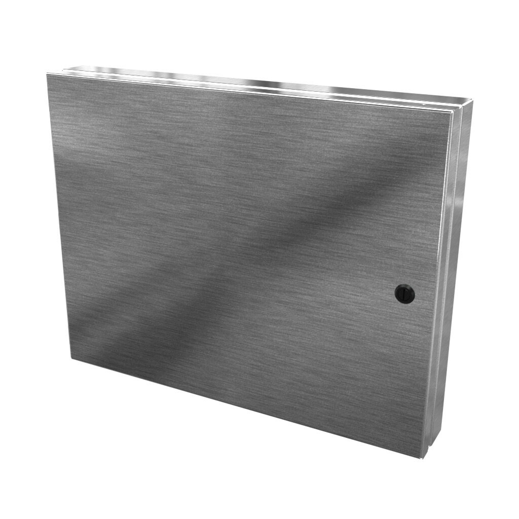 SCE-HA1418SS - Saginaw universal deep-hinged door, NEMA 3R/4/4X/12/13, 14.00 x 18.00 x 2.63in, 304 stainless steel, concealed hinges. For use with wall-mount enclosures.
