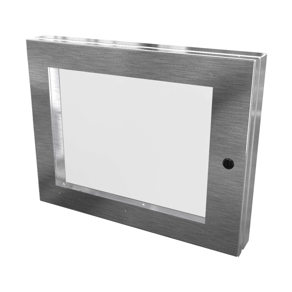 SCE-HWK1418SS - Saginaw universal deep-hinged door, NEMA 3R/4/4X/12/13, 14.00 x 18.00 x 2.63in, 304 stainless steel, concealed hinges, polycarbonate window. For use with wall-mount enclosures.