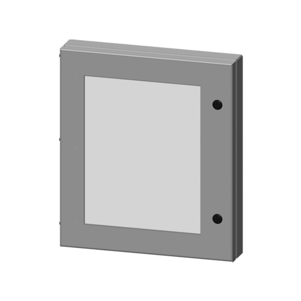 SCE-HWK2218SS - Saginaw universal deep-hinged door, NEMA 3R/4/4X/12/13, 22.00 x 18.00 x 2.63in, 304 stainless steel, concealed hinges, polycarbonate window. For use with wall-mount enclosures.