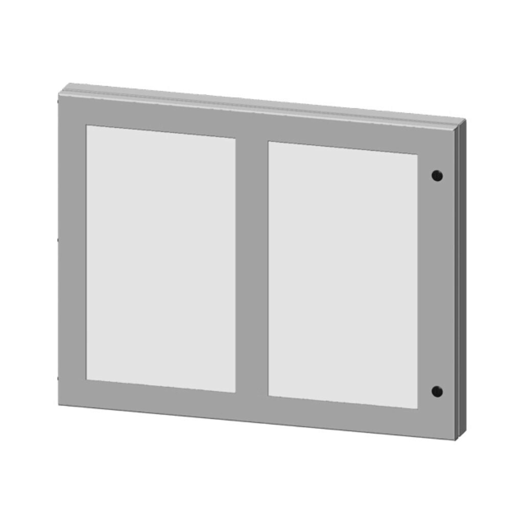 SCE-HWK2228LG - Saginaw universal deep-hinged door, NEMA 3R/12/13, 22.00 x 28.00 x 2.63in, carbon steel, RAL 7035 light gray, concealed hinges, polycarbonate window. For use with wall-mount enclosures.