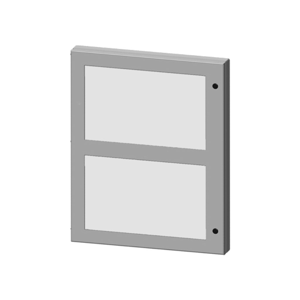 SCE-HWK2822LG - Saginaw universal deep-hinged door, NEMA 3R/12/13, 28.00 x 22.00 x 2.63in, carbon steel, RAL 7035 light gray, concealed hinges, polycarbonate window. For use with wall-mount enclosures.