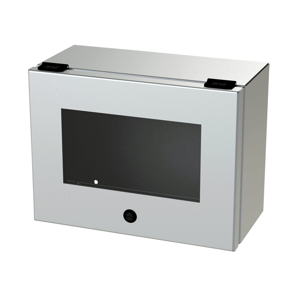 SCE-L9126ELJWSS - Saginaw wiring trough, 6 x 9 x 12in (HxDxL), NEMA 3R/4/4X/12/13, wall mount, 304 stainless steel, #4 brush finish, single-door, polycarbonate window.