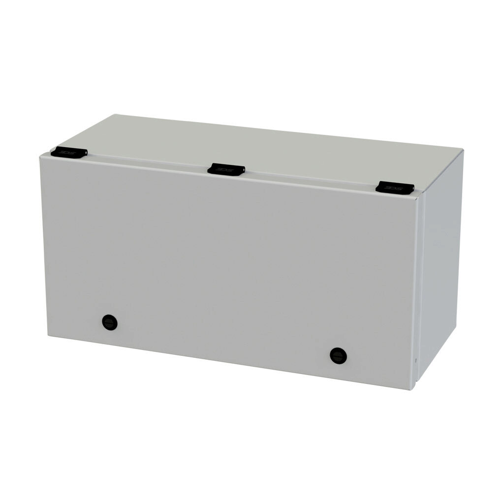 SCE-L9188ELJLG - Saginaw wiring trough, 8 x 9 x 18in (HxDxL), NEMA 3R/4/12/13, wall mount, carbon steel, RAL 7035 light gray, powder coat finish, single-door.