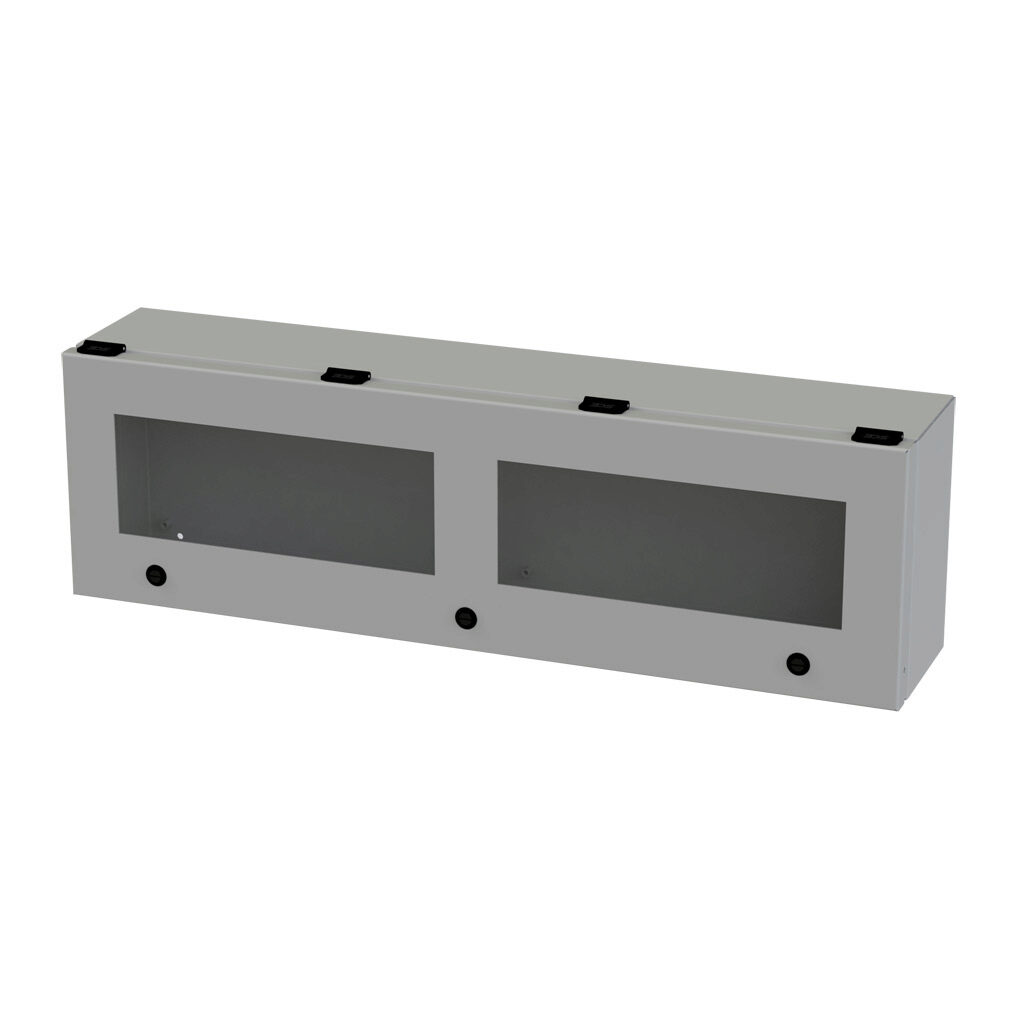 SCE-L9306ELJW - Saginaw wiring trough, 6 x 9 x 30in (HxDxL), NEMA 3R/4/12/13, wall mount, carbon steel, ANSI 61 gray, powder coat finish, single-door, polycarbonate window.