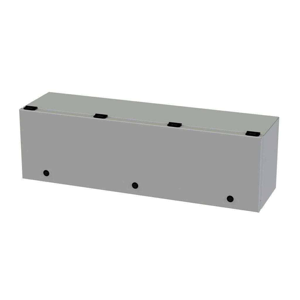 SCE-L9308ELJ - Saginaw wiring trough, 8 x 9 x 30in (HxDxL), NEMA 3R/4/12/13, wall mount, carbon steel, ANSI 61 gray, powder coat finish, single-door.