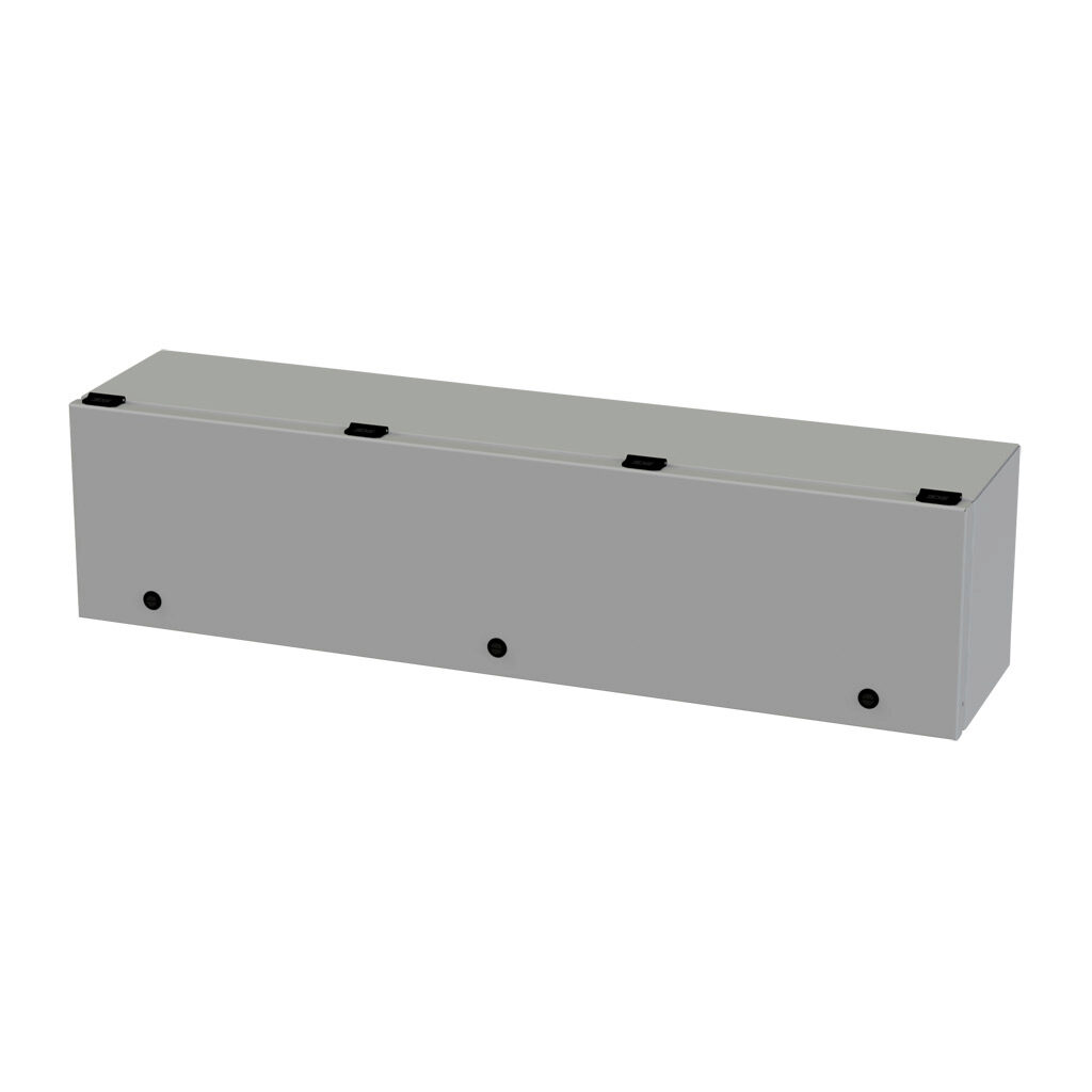 SCE-L9368ELJ - Saginaw wiring trough, 8 x 9 x 36in (HxDxL), NEMA 3R/4/12/13, wall mount, carbon steel, ANSI 61 gray, powder coat finish, single-door.