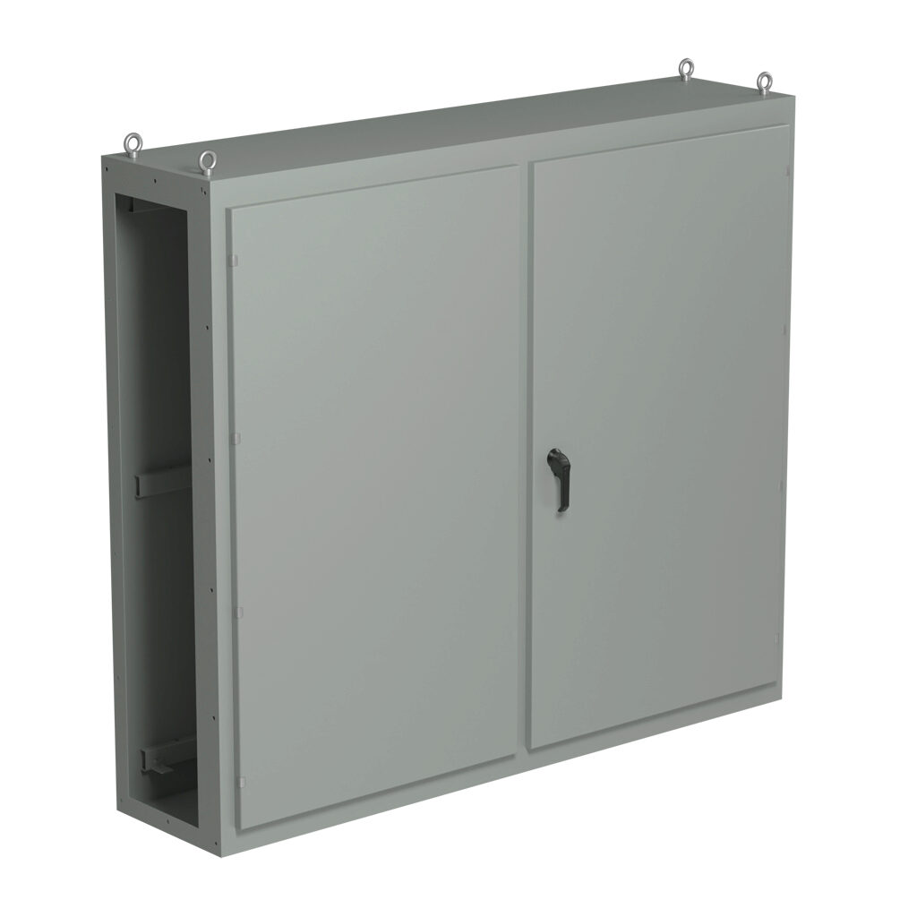 SCE-N68CU7818 - Saginaw NextGen series center enclosure bay, NEMA 3R/12/13, 68 x 78 x 18in (HxWxD), freestanding, carbon steel, ANSI 61 gray, polyester powder coat finish, overlapping double-door, 3-point padlocking combo handle.