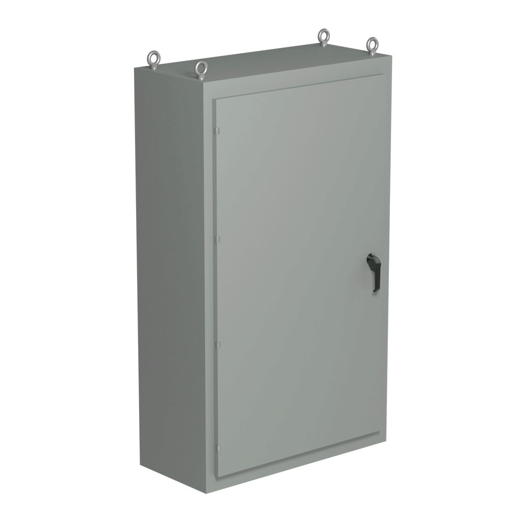 SCE-N68L4018 - Saginaw NextGen series left enclosure bay, NEMA 3R/4/12/13, 68 x 40 x 18in (HxWxD), freestanding, carbon steel, ANSI 61 gray, polyester powder coat finish, single-door, 3-point padlocking combo handle.