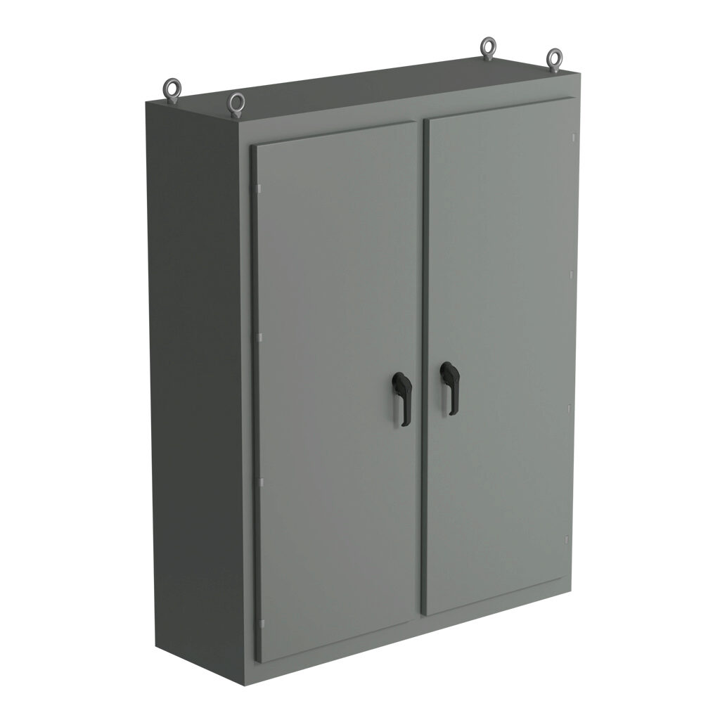 SCE-N68L5418 - Saginaw NextGen series left enclosure bay, NEMA 3R/4/12/13, 68 x 54 x 18in (HxWxD), freestanding, carbon steel, ANSI 61 gray, polyester powder coat finish, 2-door, 3-point padlocking combo handle.