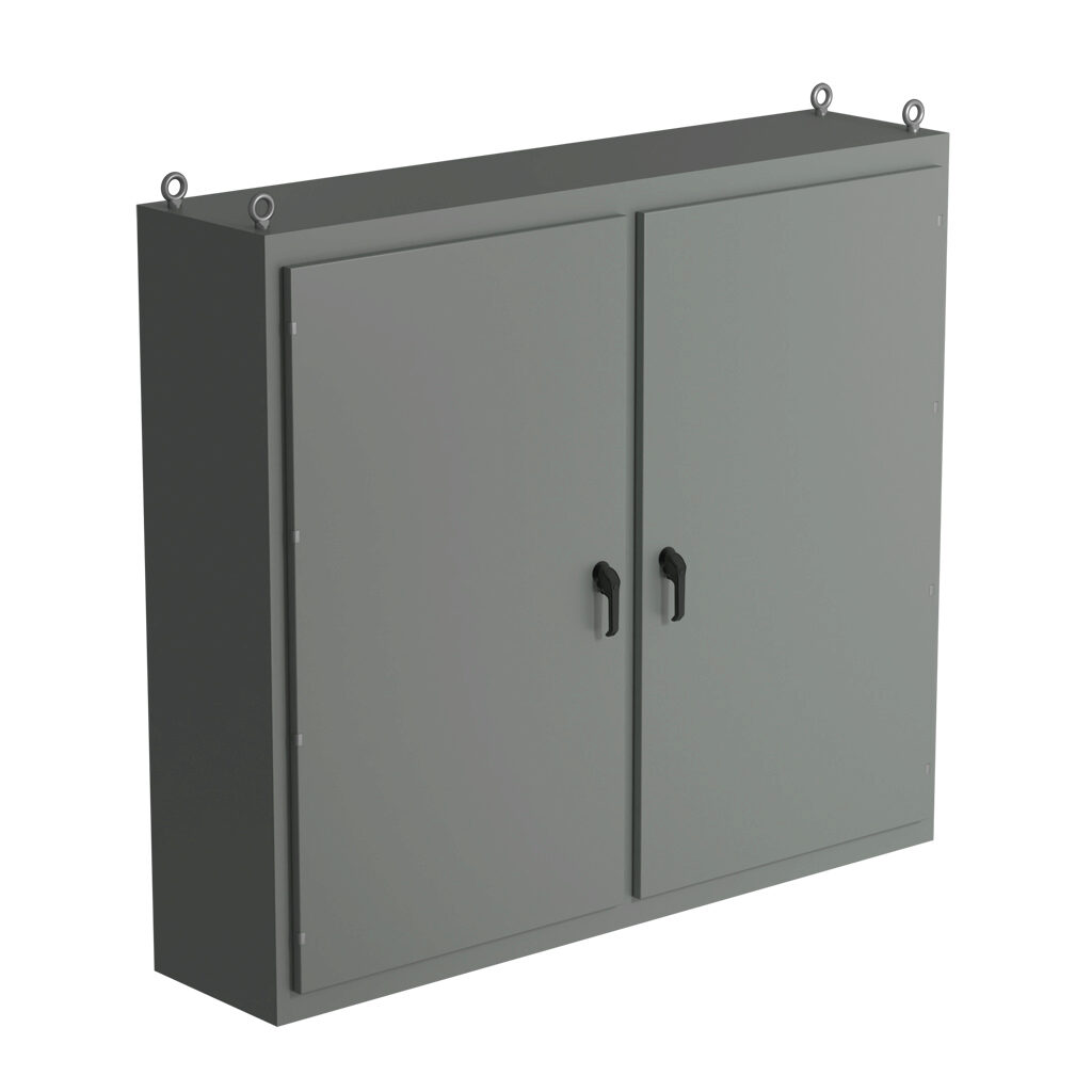 SCE-N68L7818 - Saginaw NextGen series left enclosure bay, NEMA 3R/4/12/13, 68 x 78 x 18in (HxWxD), freestanding, carbon steel, ANSI 61 gray, polyester powder coat finish, 2-door, 3-point padlocking combo handle.