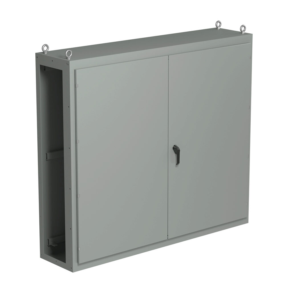 SCE-N68RU7818 - Saginaw NextGen series right enclosure bay, NEMA 3R/12/13, 68 x 78 x 18in (HxWxD), freestanding, carbon steel, ANSI 61 gray, polyester powder coat finish, overlapping double-door, 3-point padlocking combo handle.