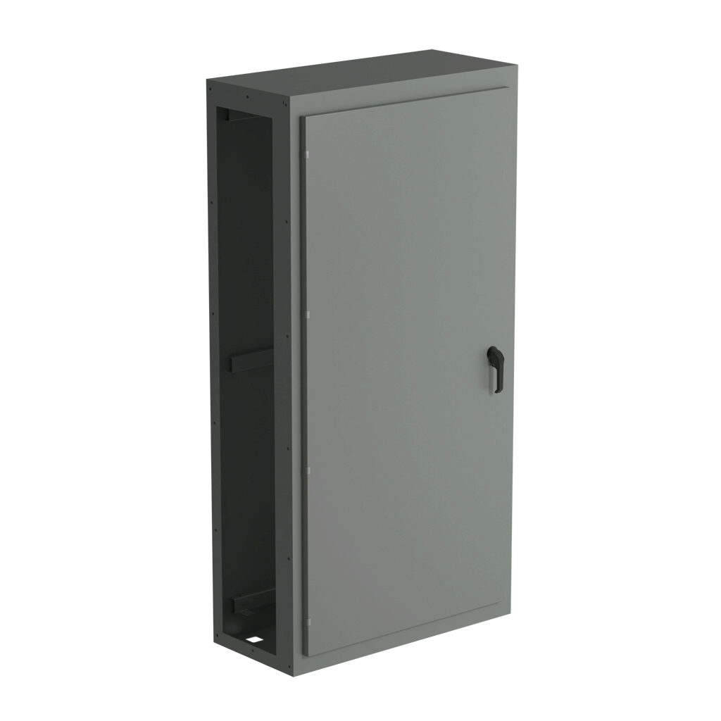 SCE-N80C4018 - Saginaw NextGen series center enclosure bay, NEMA 3R/4/12/13, 80 x 40 x 18in (HxWxD), freestanding, carbon steel, ANSI 61 gray, polyester powder coat finish, single-door, 3-point padlocking combo handle.