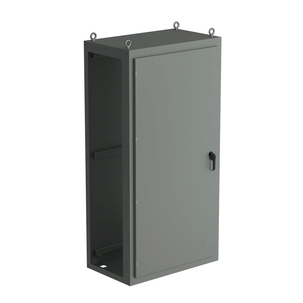 SCE-N80C4024 - Saginaw NextGen series center enclosure bay, NEMA 3R/4/12/13, 80 x 40 x 24in (HxWxD), freestanding, carbon steel, ANSI 61 gray, polyester powder coat finish, single-door, 3-point padlocking combo handle.