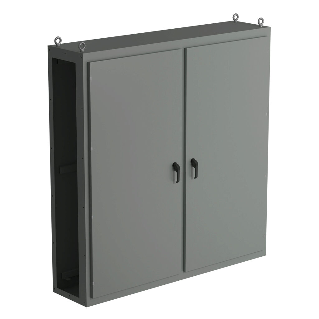SCE-N80C7818 - Saginaw NextGen series center enclosure bay, NEMA 3R/4/12/13, 80 x 78 x 18in (HxWxD), freestanding, carbon steel, ANSI 61 gray, polyester powder coat finish, 2-door, 3-point padlocking combo handle.