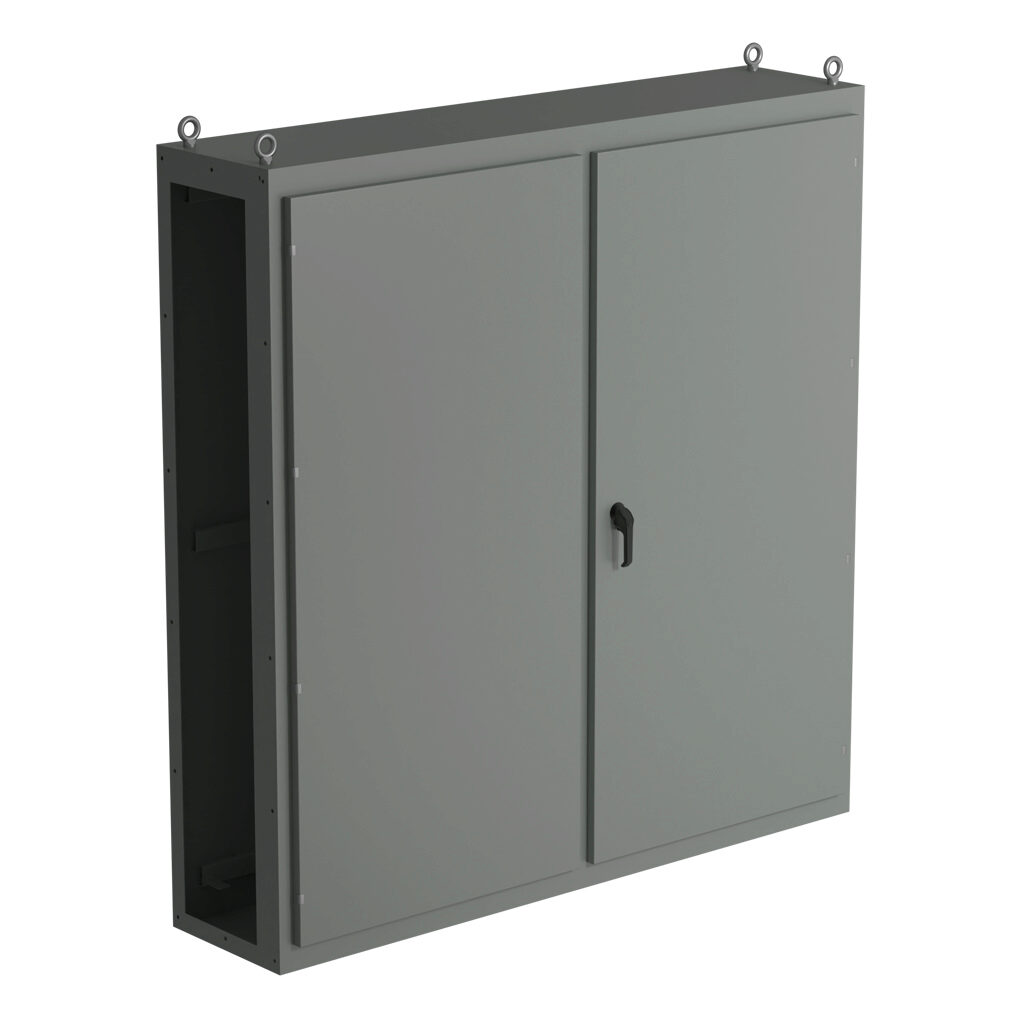 SCE-N80CU7818 - Saginaw NextGen series center enclosure bay, NEMA 3R/12/13, 80 x 78 x 18in (HxWxD), freestanding, carbon steel, ANSI 61 gray, polyester powder coat finish, overlapping double-door, 3-point padlocking combo handle.