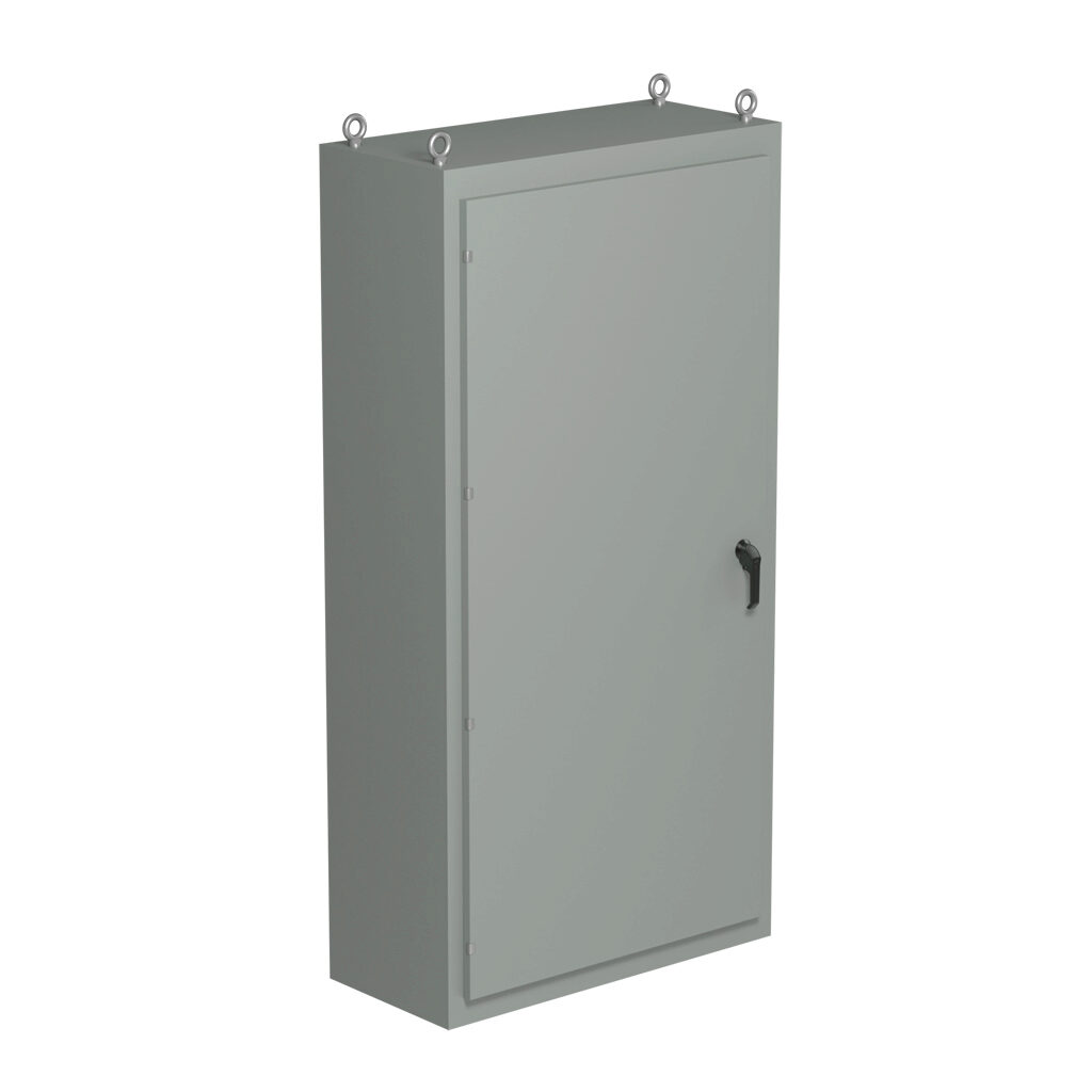 SCE-N80L4018 - Saginaw NextGen series left enclosure bay, NEMA 3R/4/12/13, 80 x 40 x 18in (HxWxD), freestanding, carbon steel, ANSI 61 gray, polyester powder coat finish, single-door, 3-point padlocking combo handle.