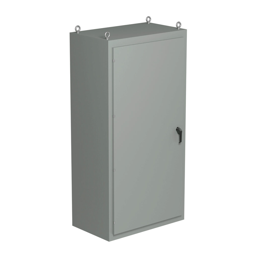 SCE-N80L4024 - Saginaw NextGen series left enclosure bay, NEMA 3R/4/12/13, 80 x 40 x 24in (HxWxD), freestanding, carbon steel, ANSI 61 gray, polyester powder coat finish, single-door, 3-point padlocking combo handle.