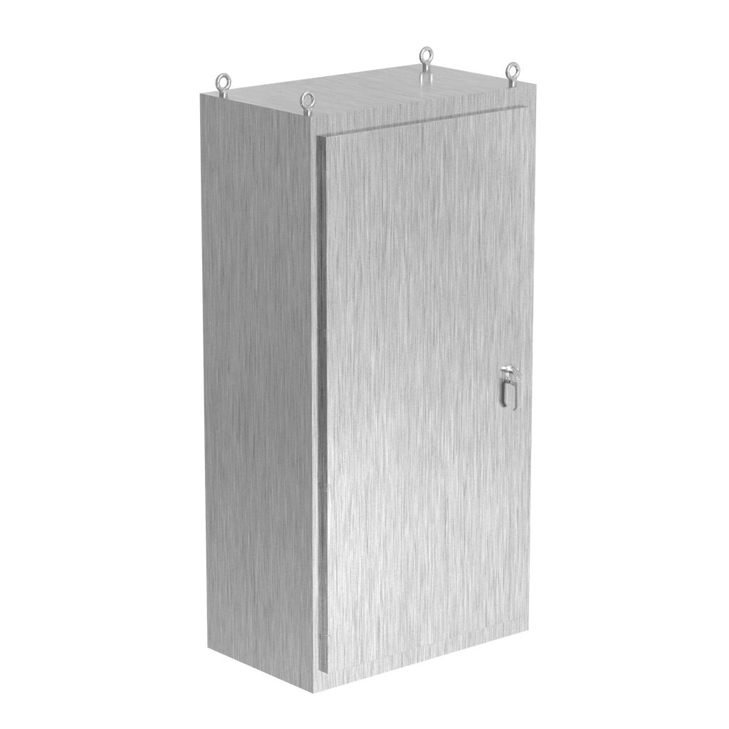 SCE-N80L4024SS6 - Saginaw NextGen series left enclosure bay, NEMA 3R/4/4X/12/13, 80 x 40 x 24in (HxWxD), freestanding, 316 stainless steel, #4 brush finish, single-door, 3-point padlocking combo handle.